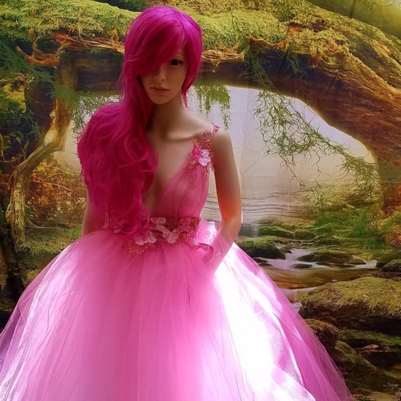 SAMPLE GOWN ONLY - LAYLA Pink & Gold Lace/Tulle Wedding Ballgown Set
